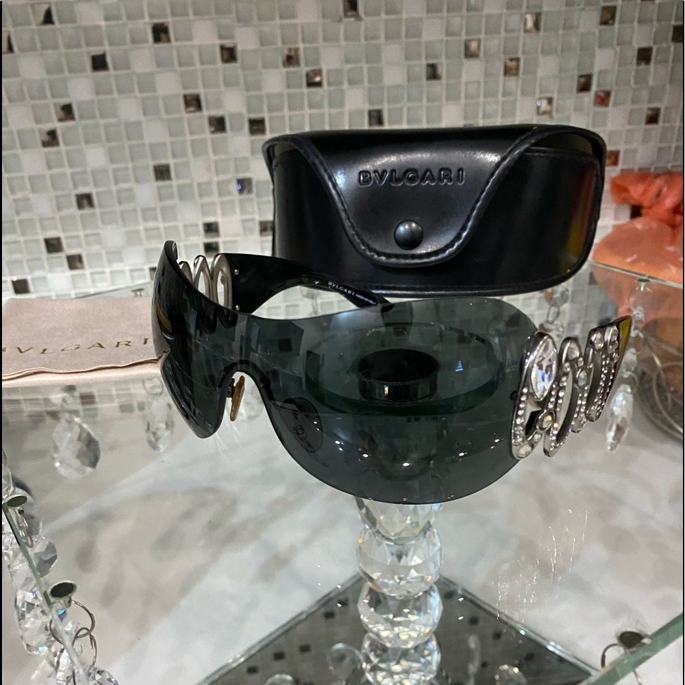 Bulgari Black and Silver Sunglasses